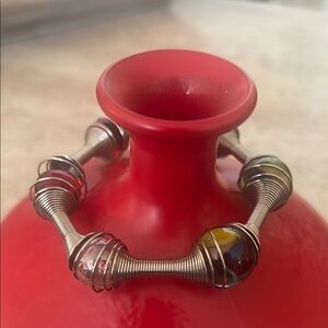 Red and Silver Horseshoe Bracelet with Twisted Design